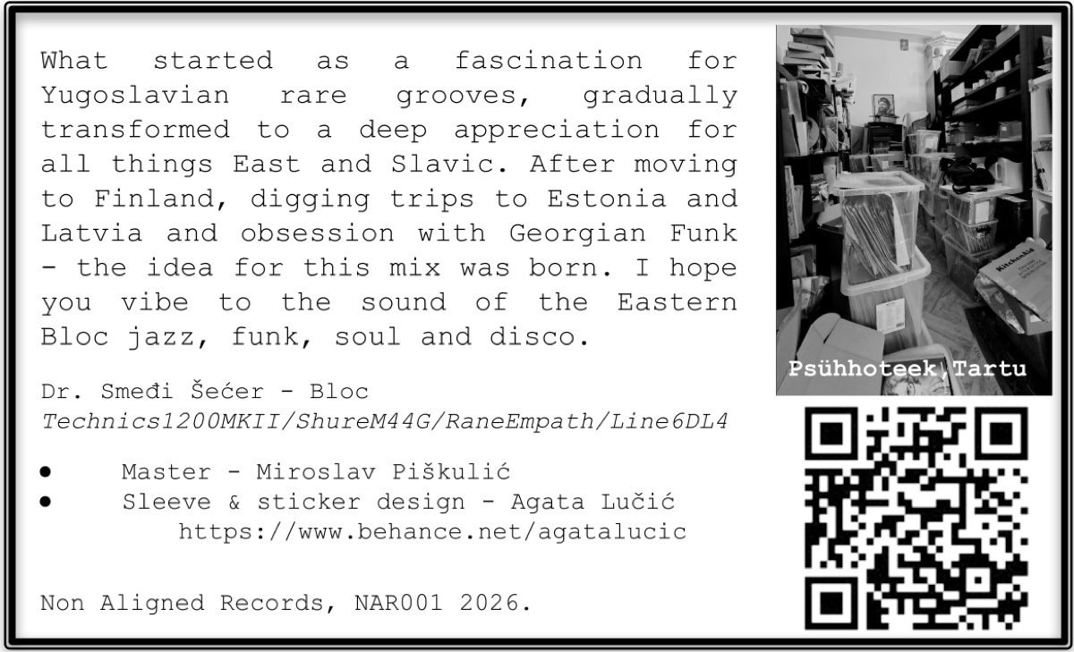 BLOC track-list insert, front